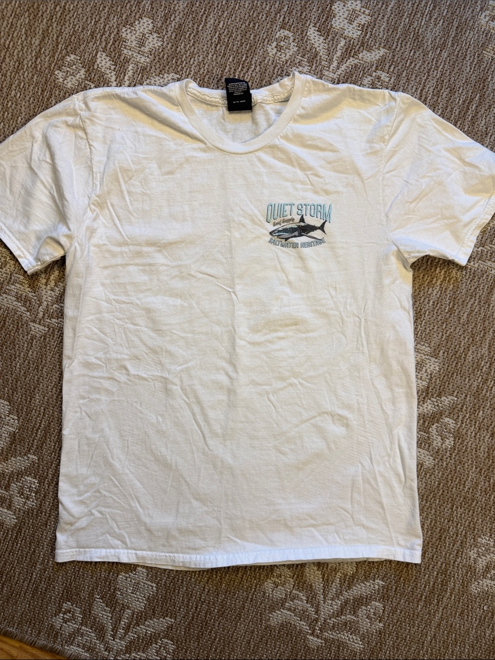 Hanes White Short Sleeve Tee with Teal Graphic